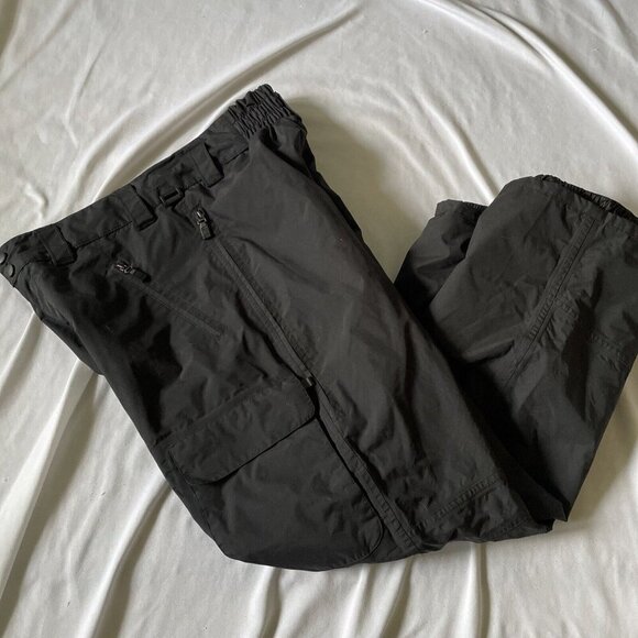 Blackbear Mens Nylon Cargo Snow Pants Black L With Adjustable Waist & Pockets - Picture 1 of 12